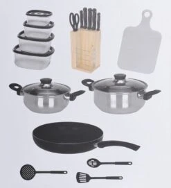 Excellent Houseware 18-delige Keukenset - RVS -Keukenbenodigdheden Winkel 1095x1200