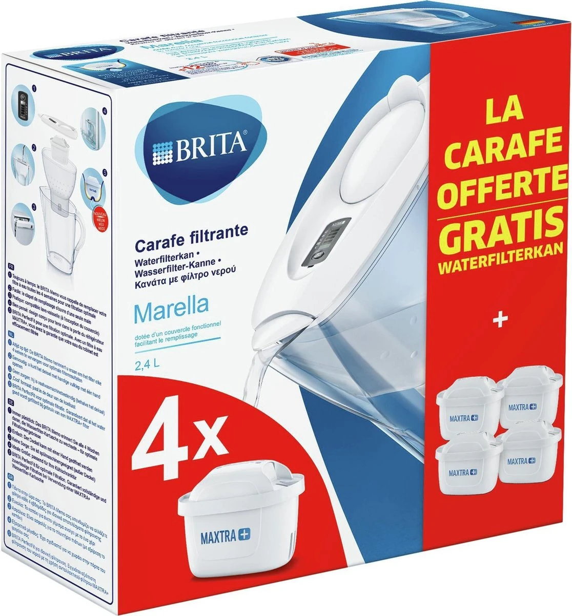 BRITA Waterfilterbundel Marella Cool White + 4 MAXTRA+ Filterpatronen 1 BRITA Waterfilterbundel Marella Cool White + 4 MAXTRA+ Filterpatronen