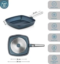 Westinghouse Performance Series - Grillpan Inductie 28cm - Luxe Grillpan - Blauw - Steakpan - Geschikt Voor Alle Warmtebronnen Inclusief Inductie En Ovenbestendig -Keukenbenodigdheden Winkel 1120x1200 3