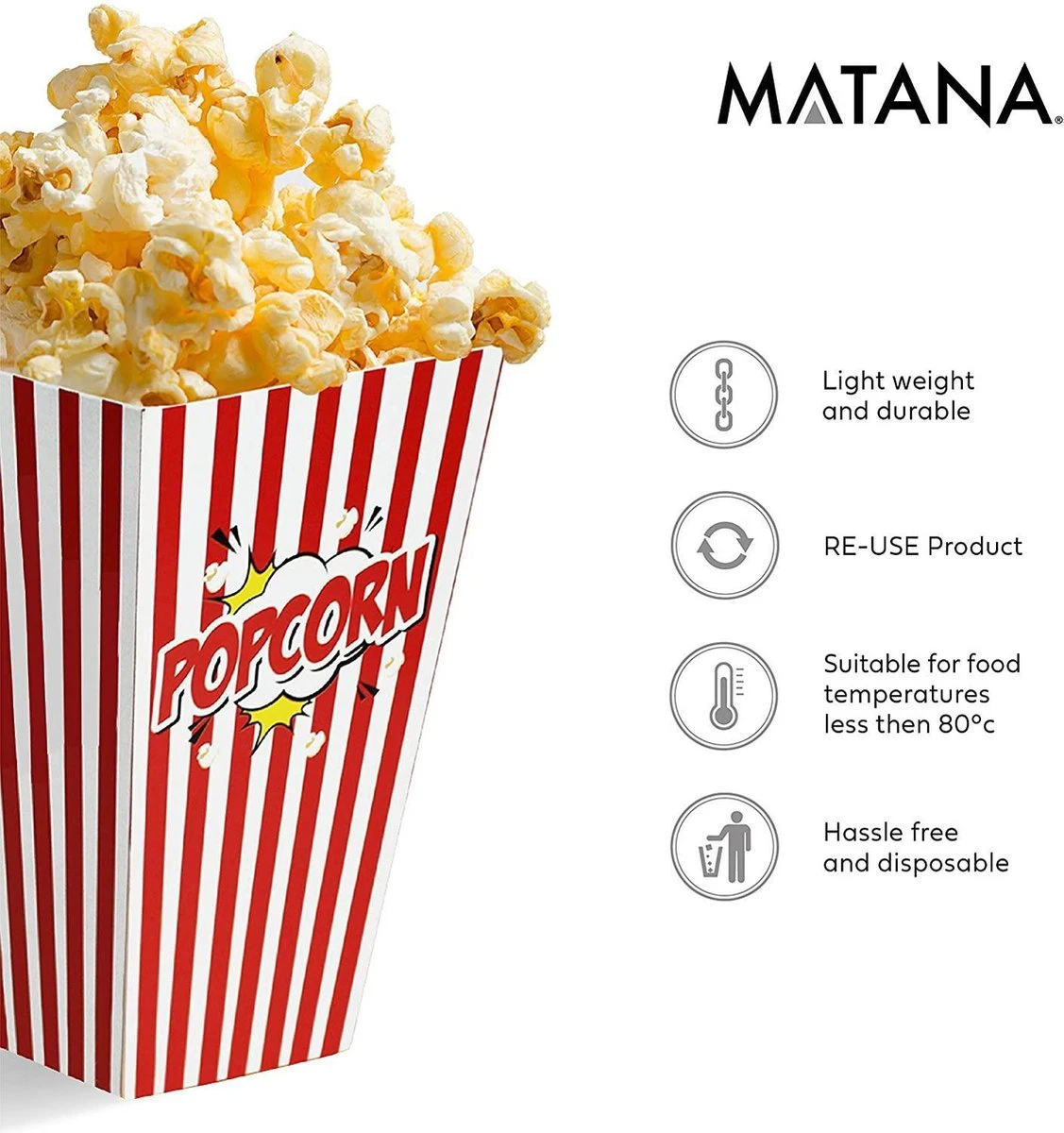 50 Duurzame Popcorn Bakjes (18x10cm) - Popcorn Zakjes Voor Filmavonden, Feestjes - Ook Geschickt Als Snoepbakje Of Feestzakje Voor Kinderen 7 50 Duurzame Popcorn Bakjes (18x10cm) - Popcorn Zakjes Voor Filmavonden, Feestjes - Ook Geschickt Als Snoepbakje Of Feestzakje Voor Kinderen - Afbeelding 7