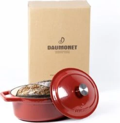 Daumonet Bocuse Rouge Gietijzeren Braadpan - Sudderpan Kersen Rood - Ovaal - Ø 29 Cm - 3 Liter - PFAS & PFOA Vrij - Emaille - Geschikt Voor Alle Warmtebronnen - Elektrisch - Gas - Halogeen - Inductie - Keramisch - Vaatwasserbestendig -Keukenbenodigdheden Winkel 1168x1200 2