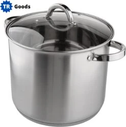T.R. Goods - Soeppan RVS 8.5 Liter Met Deksel - Rvs - Met Deksel - 24 Cm - Geschikt Voor Inductie