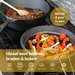 Chefarone Gietijzeren Pan - 2-in-1 Braadpan Inclusief Deksel - Geschikt Voor Alle Warmtebronnen -Keukenbenodigdheden Winkel 1199x1200 5