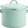 Lite-Body Soeppan / Stamppotpan Met Deksel - Ø 22 Cm/ 6ltr - Emaille - Mintgroen