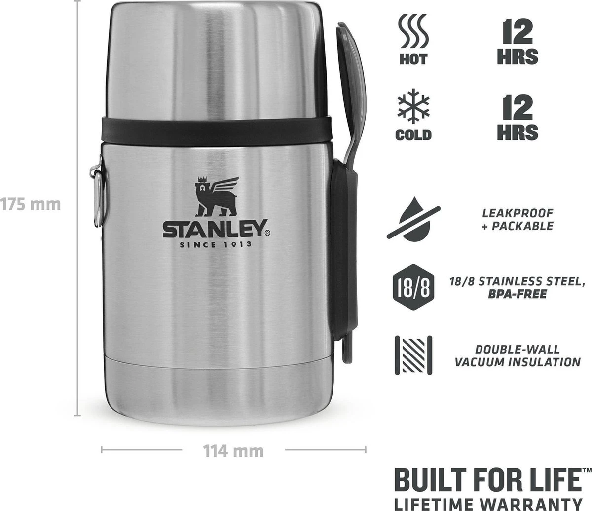 Stanley The Stainless Steel All-in-One Food Jar 0,53L - Thermosfles - Stainless Steel 6 Stanley The Stainless Steel All-in-One Food Jar 0,53L - Thermosfles - Stainless Steel - Afbeelding 6