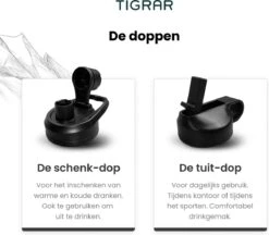 Tigrar - Drinkfles - Waterfles - Thermosfles 1 Liter - RVS - (Grafiet) Zwart - Incl. Extra Dop 3 Rietjes En Reiniger -Keukenbenodigdheden Winkel 1200x1047 1