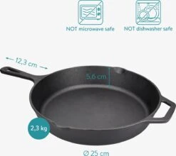 Navaris Gietijzeren Koekenpan - Braadpan Van Gietijzer - Ronde Skillet - Geschikt Voor Alle Warmtebronnen - Ø 25 Cm - Ovenbestendig Tot 260?graden 17 Navaris Gietijzeren Koekenpan - Braadpan Van Gietijzer - Ronde Skillet - Geschikt Voor Alle Warmtebronnen - Ø 25 Cm - Ovenbestendig Tot 260?graden -Keukenbenodigdheden Winkel 1200x1071