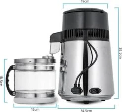 Destilleerketel - Destilleerapparaat - Water Destilleren - RVS Destilleerder - Compleet Pakket - Incl 3 Koolstoffilters En Gratis Schoonmaakmiddel - Zwart - Glazen Waterkan -Keukenbenodigdheden Winkel 1200x1109