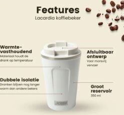 LaCardia Koffiebeker To Go Premium Wit – Thermosbeker – Theebeker – 380ML – Herbruikbaar -Keukenbenodigdheden Winkel 1200x1114