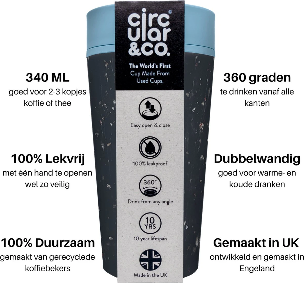 RCUP 340 Ml - Zwart/Blauw Black And Teal 2 RCUP 340 Ml - Zwart/Blauw Black And Teal - Afbeelding 2
