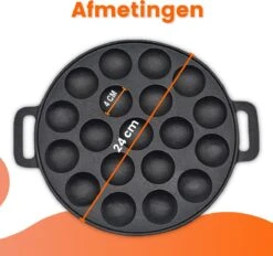 Kicinn Poffertjespan - Poffertjesmaker - Poffertjespan Inductie - Ø 24 Cm - 19 Poffertjes - Inclusief Handvaten -Keukenbenodigdheden Winkel 1200x1127 3