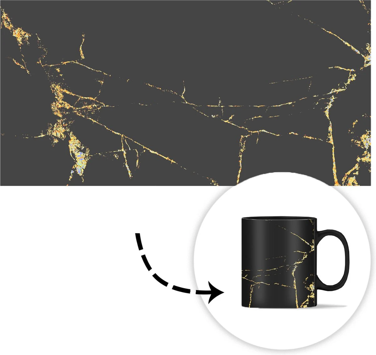 Magische Mok - Foto Op Warmte Mokken - Koffiemok - Marmer - Zwart - Goud - Luxe - Magic Mok - Beker - 350 ML - Theemok 5 Magische Mok - Foto Op Warmte Mokken - Koffiemok - Marmer - Zwart - Goud - Luxe - Magic Mok - Beker - 350 ML - Theemok - Afbeelding 5
