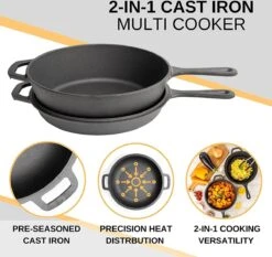 Nuovva 2-in-1 Gietijzeren Steelpan En Braadpan Of Grillplaat Met Dubbel Functie Koekenpan Deksel - 3 Liter - 26cm -Keukenbenodigdheden Winkel 1200x1134 4