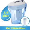 ZeroWater 1.4 Liter Waterfilter Kan - COMBI DEAL Met 2 Water Filters