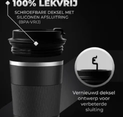 Volcan RVS Koffiebeker To Go Met Sleeve - Thermosbeker - Theebeker - Coffee - Zwart 12 Volcan RVS Koffiebeker To Go Met Sleeve - Thermosbeker - Theebeker - Coffee - Zwart -Keukenbenodigdheden Winkel 1200x1142 1
