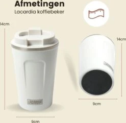 LaCardia Koffiebeker To Go Premium Wit – Thermosbeker – Theebeker – 380ML – Herbruikbaar -Keukenbenodigdheden Winkel 1200x1171