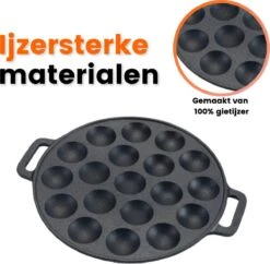 Kicinn Poffertjespan - Poffertjesmaker - Poffertjespan Inductie - Ø 24 Cm - 19 Poffertjes - Inclusief Handvaten -Keukenbenodigdheden Winkel 1200x1177 11
