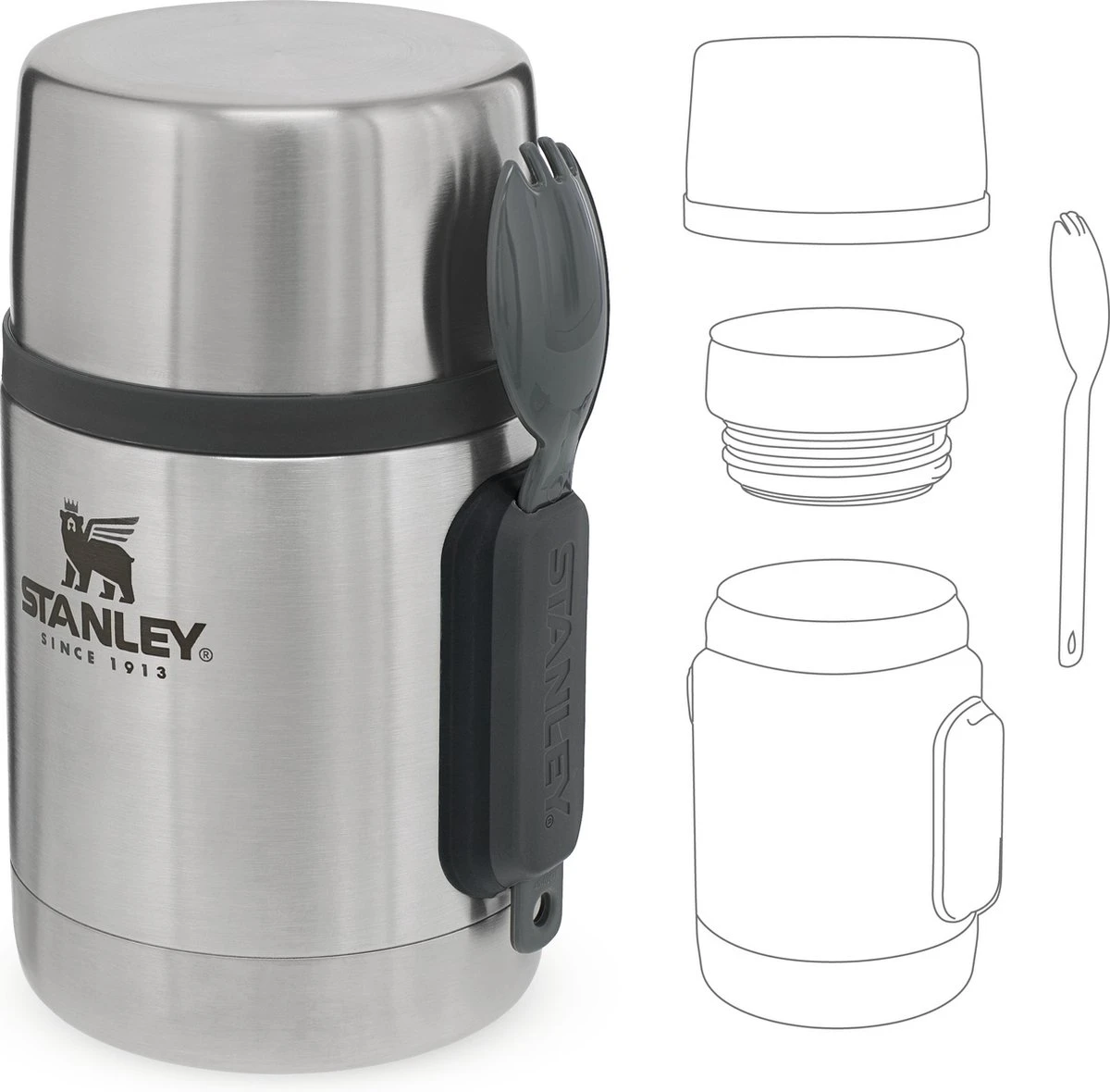 Stanley The Stainless Steel All-in-One Food Jar 0,53L - Thermosfles - Stainless Steel 4 Stanley The Stainless Steel All-in-One Food Jar 0,53L - Thermosfles - Stainless Steel - Afbeelding 4