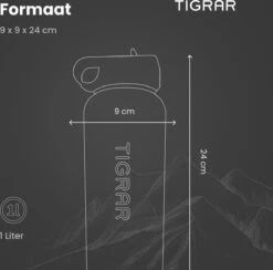 Tigrar - Drinkfles - Waterfles - Thermosfles 1 Liter - RVS - (Grafiet) Zwart - Incl. Extra Dop 3 Rietjes En Reiniger -Keukenbenodigdheden Winkel 1200x1184 2