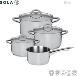 Sola Pannenset Blizz - 4 Delig - Ø Cm - Zilver - RVS - Sandwichbodem -Keukenbenodigdheden Winkel 1200x1188 3