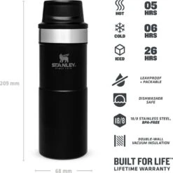 Stanley Trigger-Action Travel Mug 0.35L - Thermosfles - Matt Black -Keukenbenodigdheden Winkel 1200x1194 1