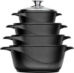 Smile 10 Delige Pannenset - Antiaanbaklaag - Vaatwasser Bestendig - Zwart -Keukenbenodigdheden Winkel 1200x1195 8