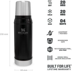 Stanley The Legendary Classic Bottle 0,75L - Thermosfles - Matte Black -Keukenbenodigdheden Winkel 1200x1196