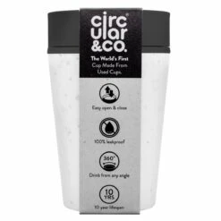 Circular&Co. Herbruikbare To Go Koffiebeker (rCUP) Crème/zwart 8oz/227ml