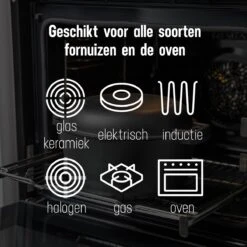 Daumonet Ducasse Gietijzeren Double Use Braadpan - Combi Sudderpan Zwart - 2-in-1 Bak- En Braadpan - PFAS & PFOA Vrij - Rond - Ø 26 Cm - 4,4 Liter - Emaille - Alle Warmtebronnen - Elektrisch - Gas - Halogeen - Inductie - Keramisch -Keukenbenodigdheden Winkel 1200x1199 7