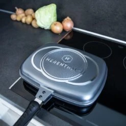Herenthal Dubbele Grillpan - Ø 28 Cm - Koekenpan - Keramische Pan - Marmeren Coating Met Antiaanbaklaag - PFAS & PFOA Vrij - Pan - Grill - Vermindert Geur, Rook En Oliespatten - Zilver -Keukenbenodigdheden Winkel 1200x1200 1041