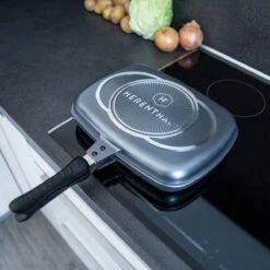 Herenthal Dubbele Grillpan - Ø 28 Cm - Koekenpan - Keramische Pan - Marmeren Coating Met Antiaanbaklaag - PFAS & PFOA Vrij - Pan - Grill - Vermindert Geur, Rook En Oliespatten - Zilver -Keukenbenodigdheden Winkel 1200x1200 1043
