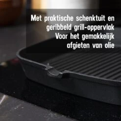 Daumonet Auguste Noir Gietijzeren Grillpan - Steakpan Zwart - PFAS & PFOA Vrij - Vierkant Met Schenktuit - 23,5 Cm - 2 Liter - Emaille - Alle Warmtebronnen - Elektrisch - Gas - Halogeen - Inductie - Keramisch -Keukenbenodigdheden Winkel 1200x1200 1079