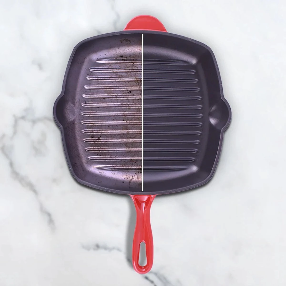 Cdealsz® Grillpan Gietijzer - Inductie - Rood - 28 Cm 4 Cdealsz® Grillpan Gietijzer - Inductie - Rood - 28 Cm - Afbeelding 4