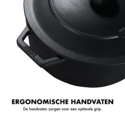 MOA Gietijzeren Braadpan - Inhoud 5,7 Liter - 26CM - Rond - Alle Warmtebronnen - Ook Voor Inductie - Gewicht 5,8 Kg - Zwart - C26B -Keukenbenodigdheden Winkel 1200x1200 1153