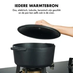 MOA Gietijzeren Braadpan - Inhoud 5,7 Liter - 26CM - Rond - Alle Warmtebronnen - Ook Voor Inductie - Gewicht 5,8 Kg - Zwart - C26B -Keukenbenodigdheden Winkel 1200x1200 1156