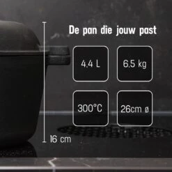 Daumonet Ducasse Gietijzeren Double Use Braadpan - Combi Sudderpan Zwart - 2-in-1 Bak- En Braadpan - PFAS & PFOA Vrij - Rond - Ø 26 Cm - 4,4 Liter - Emaille - Alle Warmtebronnen - Elektrisch - Gas - Halogeen - Inductie - Keramisch -Keukenbenodigdheden Winkel 1200x1200 1204