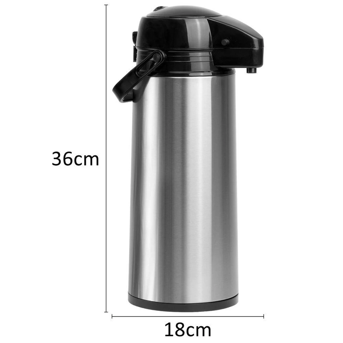 Basic Thermoskan Met Pomp - 1,8 Liter - RVS - Vaatwasserbestendig 1 Basic Thermoskan Met Pomp - 1,8 Liter - RVS - Vaatwasserbestendig