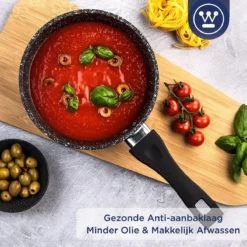 Westinghouse Steelpan Inductie - Ø 18 Cm - Zwart Marmer - Met Deksel - Sauspan -Keukenbenodigdheden Winkel 1200x1200 1372