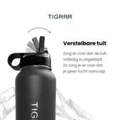 Tigrar - Drinkfles - Waterfles - Thermosfles 1 Liter - RVS - (Grafiet) Zwart - Incl. Extra Dop 3 Rietjes En Reiniger -Keukenbenodigdheden Winkel 1200x1200 145