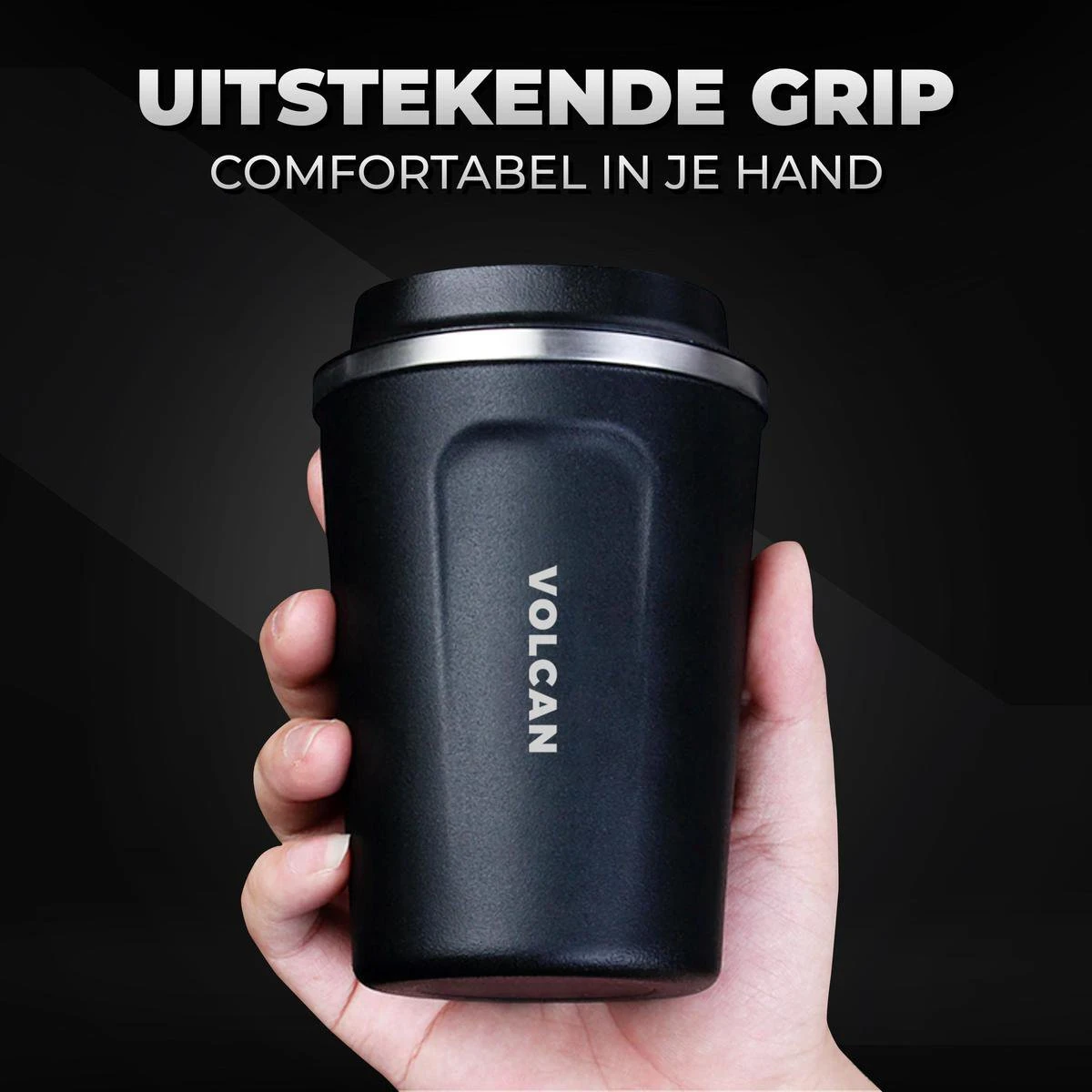 Volcan RVS Koffiebeker To Go - Thermosbeker - Theebeker - Coffee - Zwart 9 Volcan RVS Koffiebeker To Go - Thermosbeker - Theebeker - Coffee - Zwart - Afbeelding 9