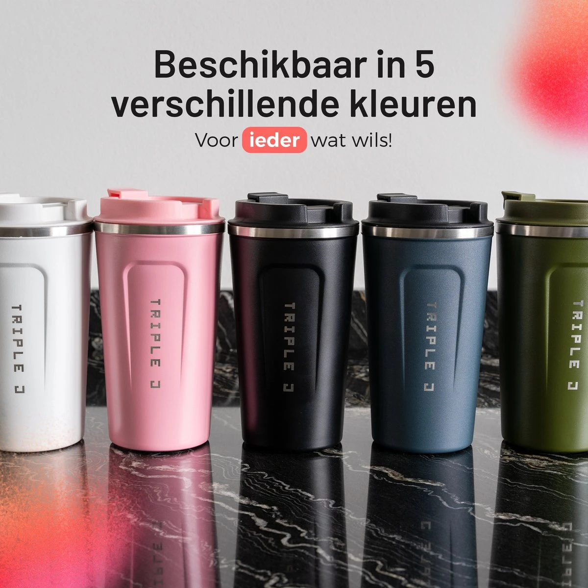 Triple J® Koffiebeker To Go - Thermosbeker - BPA & Lekvrij - 510ml - Zwart 2 Triple J® Koffiebeker To Go - Thermosbeker - BPA & Lekvrij - 510ml - Zwart - Afbeelding 2