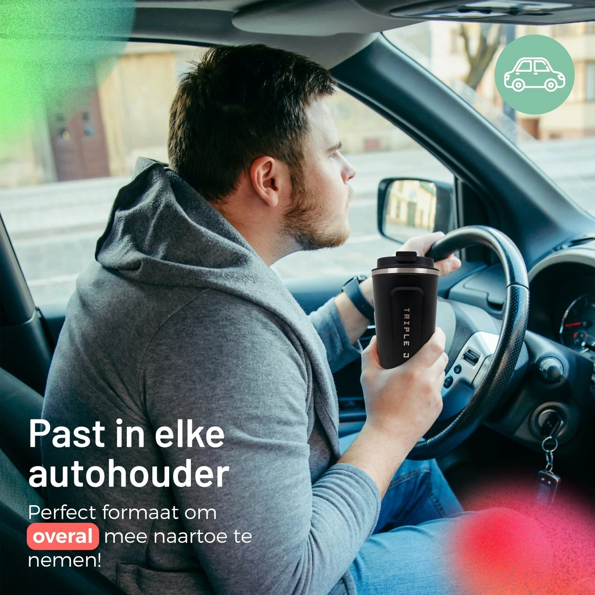 Triple J® Koffiebeker To Go - Thermosbeker - BPA & Lekvrij - 510ml - Zwart 5 Triple J® Koffiebeker To Go - Thermosbeker - BPA & Lekvrij - 510ml - Zwart - Afbeelding 5