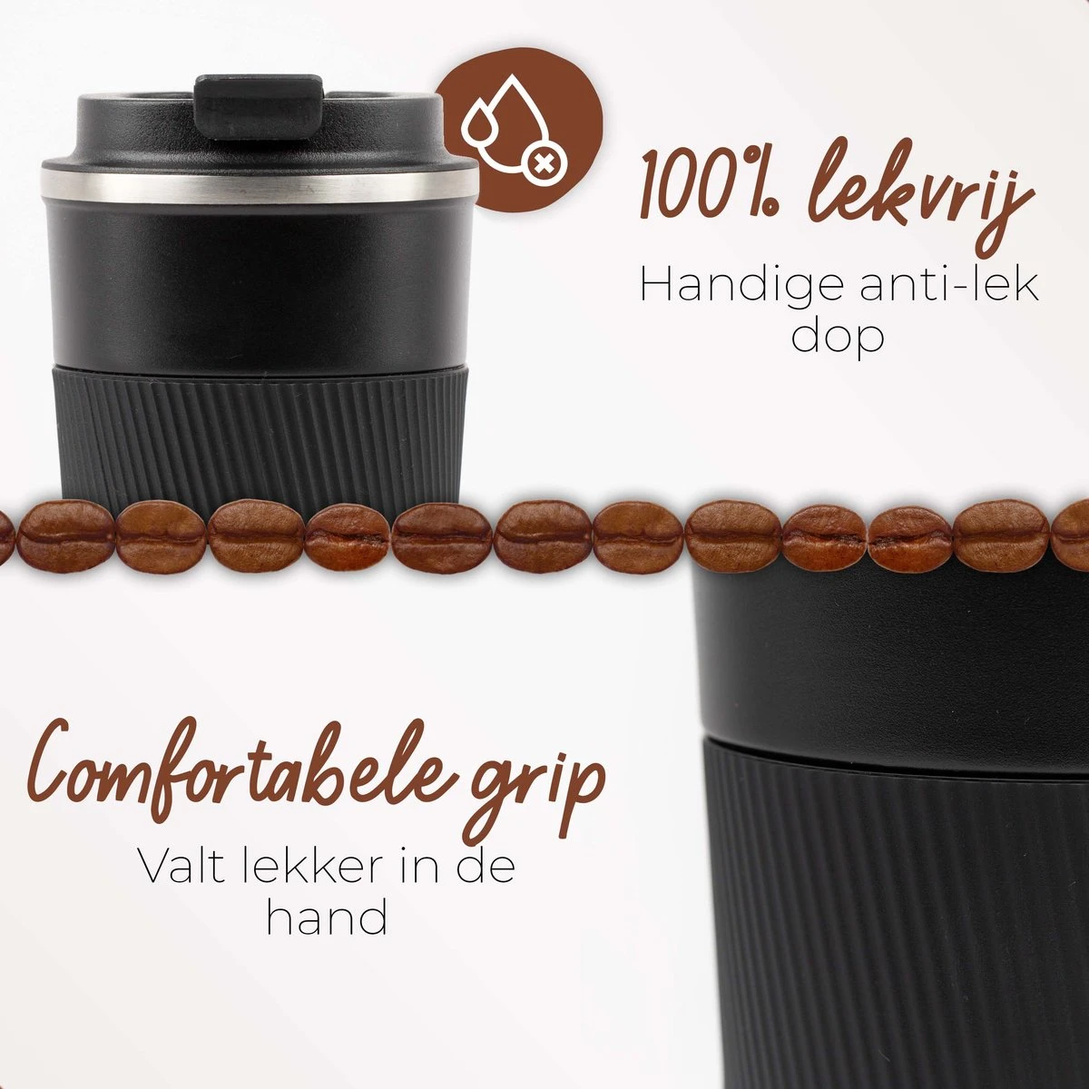 SIP !T® Premium RVS Koffiebeker To Go Thermosbeker – 380 ML – Herbruikbare Koffie & Theebeker – Lekvrij – Zwart - Valentijn 4 SIP !T® Premium RVS Koffiebeker To Go Thermosbeker – 380 ML – Herbruikbare Koffie & Theebeker – Lekvrij – Zwart - Valentijn - Afbeelding 4