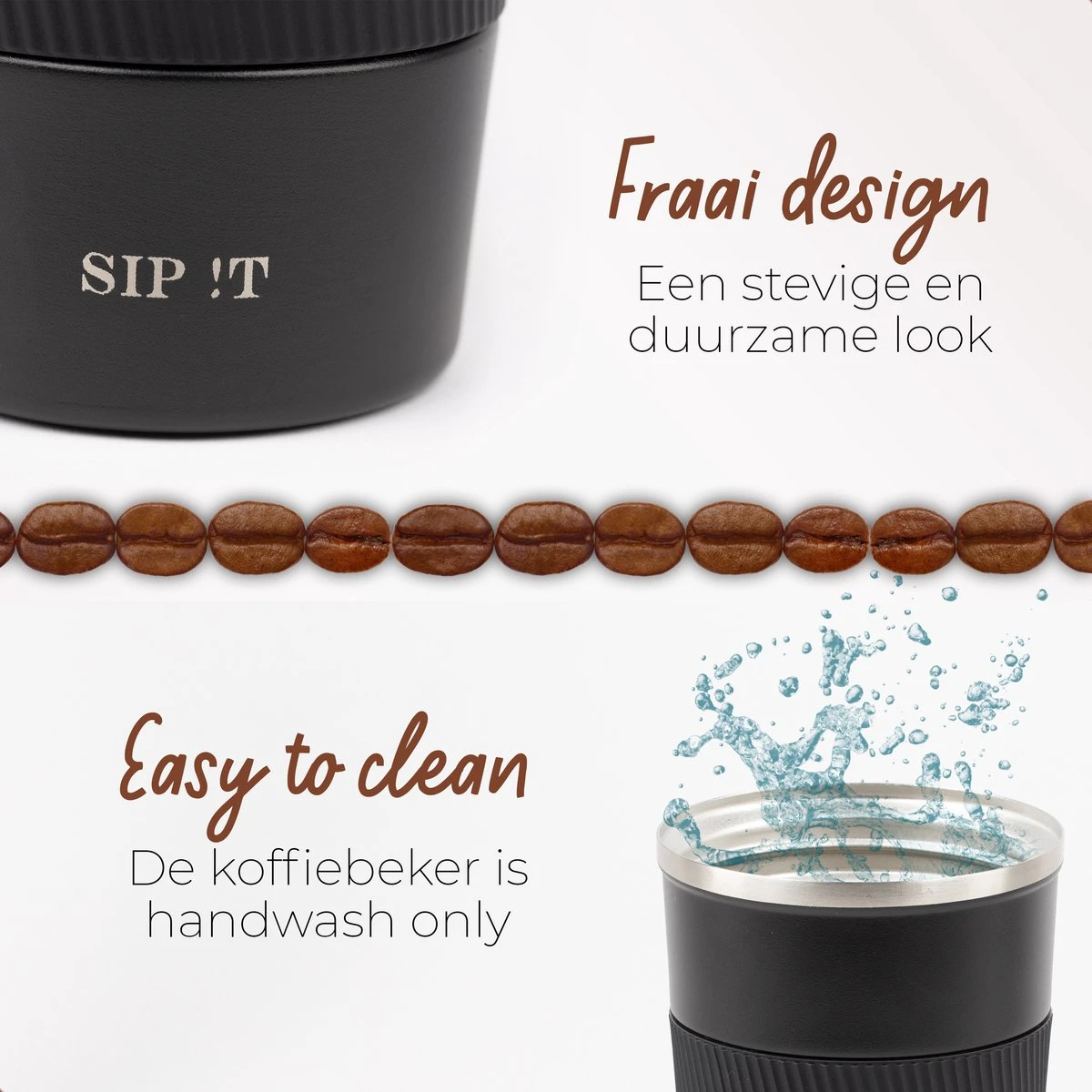 SIP !T® Premium RVS Koffiebeker To Go Thermosbeker – 380 ML – Herbruikbare Koffie & Theebeker – Lekvrij – Zwart - Valentijn 5 SIP !T® Premium RVS Koffiebeker To Go Thermosbeker – 380 ML – Herbruikbare Koffie & Theebeker – Lekvrij – Zwart - Valentijn - Afbeelding 5