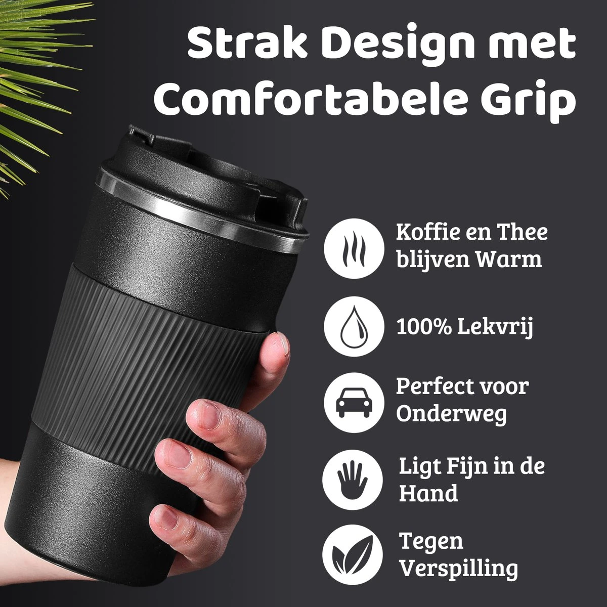 Mmoods Thermosbeker Voor Koffie En Thee 380ml - Koffiebeker To Go - Reisbeker Voor Auto - Herbruikbare Drinkfes Voor Warme En Koude Dranken - Ecologische Thermoskan Zwart Geschenk 2 Mmoods Thermosbeker Voor Koffie En Thee 380ml - Koffiebeker To Go - Reisbeker Voor Auto - Herbruikbare Drinkfes Voor Warme En Koude Dranken - Ecologische Thermoskan Zwart Geschenk - Afbeelding 2