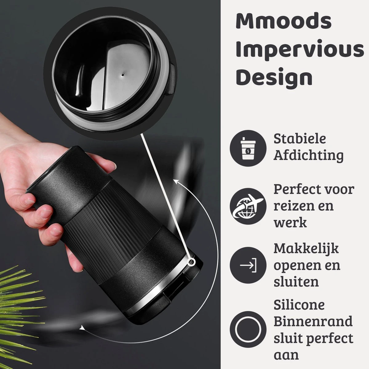 Mmoods Thermosbeker Voor Koffie En Thee 380ml - Koffiebeker To Go - Reisbeker Voor Auto - Herbruikbare Drinkfes Voor Warme En Koude Dranken - Ecologische Thermoskan Zwart Geschenk 3 Mmoods Thermosbeker Voor Koffie En Thee 380ml - Koffiebeker To Go - Reisbeker Voor Auto - Herbruikbare Drinkfes Voor Warme En Koude Dranken - Ecologische Thermoskan Zwart Geschenk - Afbeelding 3