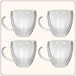 OTIX Dubbelwandige Koffieglazen - Koffiekopjes - 180 Ml - Set Van 4 - Transparant - Latte Macchiato Glazen -Keukenbenodigdheden Winkel 1200x1200 505