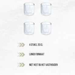Orange85 Dubbelwandige Koffieglazen - 200 Ml - 4 Stuks - Koffie - Thee - Glas -Keukenbenodigdheden Winkel 1200x1200 530