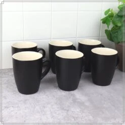OTIX Koffiekopjes - Met Oor - Set Van 6 - Theekoppen - 340ml - Zwart - Keramiek -Keukenbenodigdheden Winkel 1200x1200 551