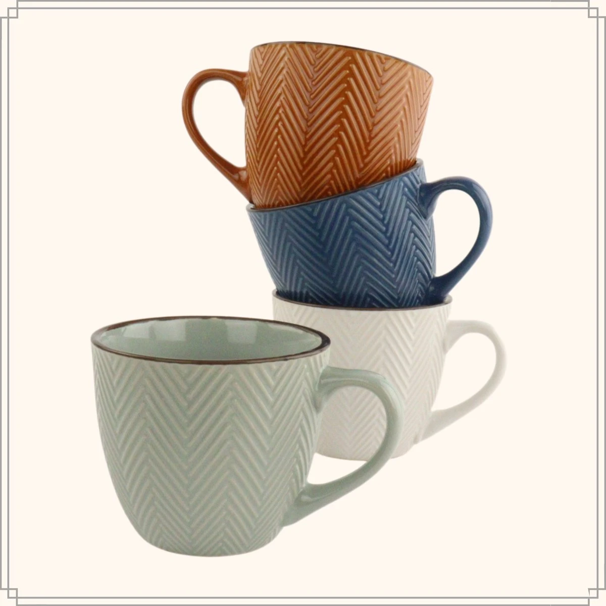 OTIX Koffiekopjes - Met Oor - Set Van 4 - Verschillende Kleuren - Aardewerk - 250 Ml 8 OTIX Koffiekopjes - Met Oor - Set Van 4 - Verschillende Kleuren - Aardewerk - 250 Ml - Afbeelding 8